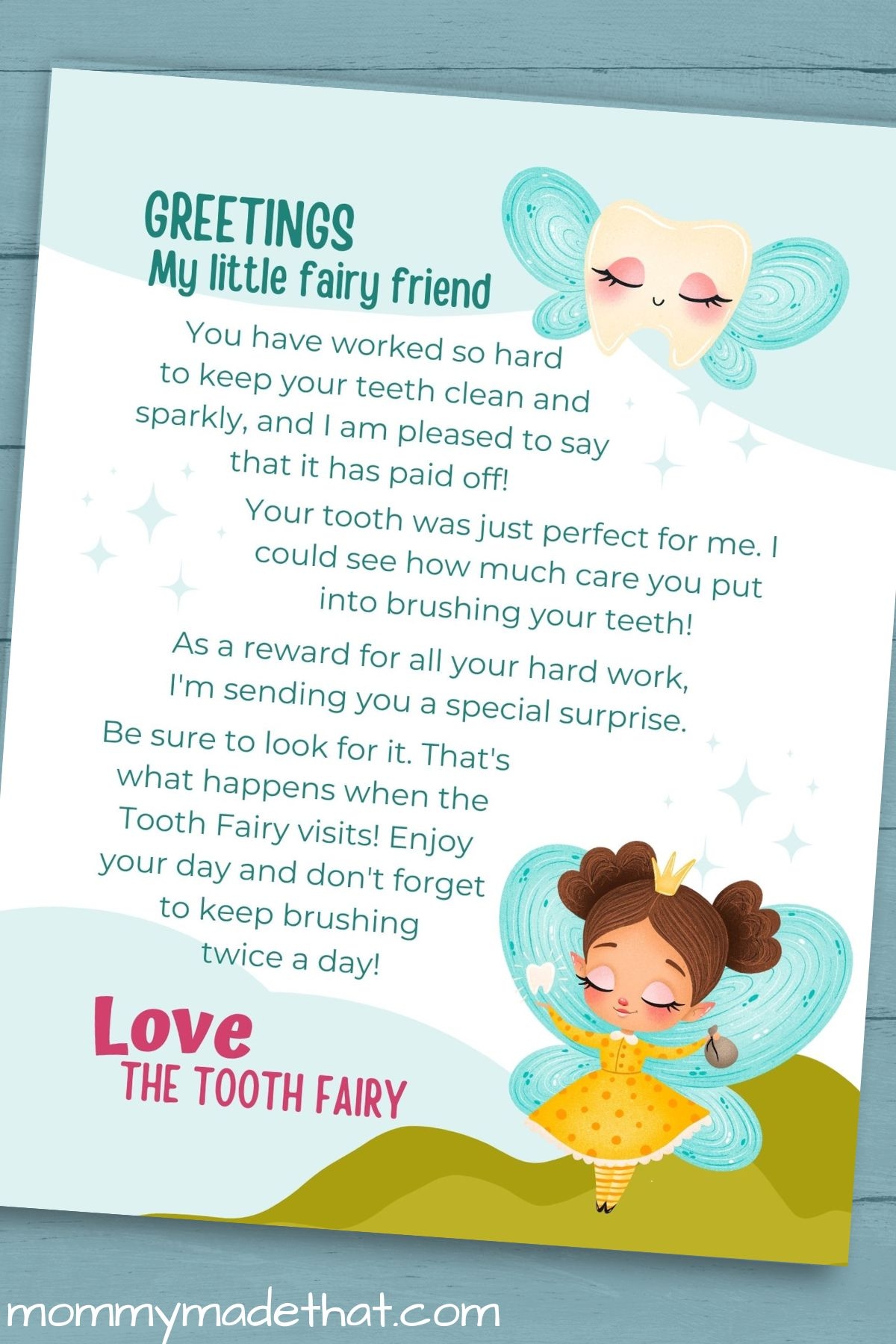 free printable tooth fairy letter free printable tooth fairy letter