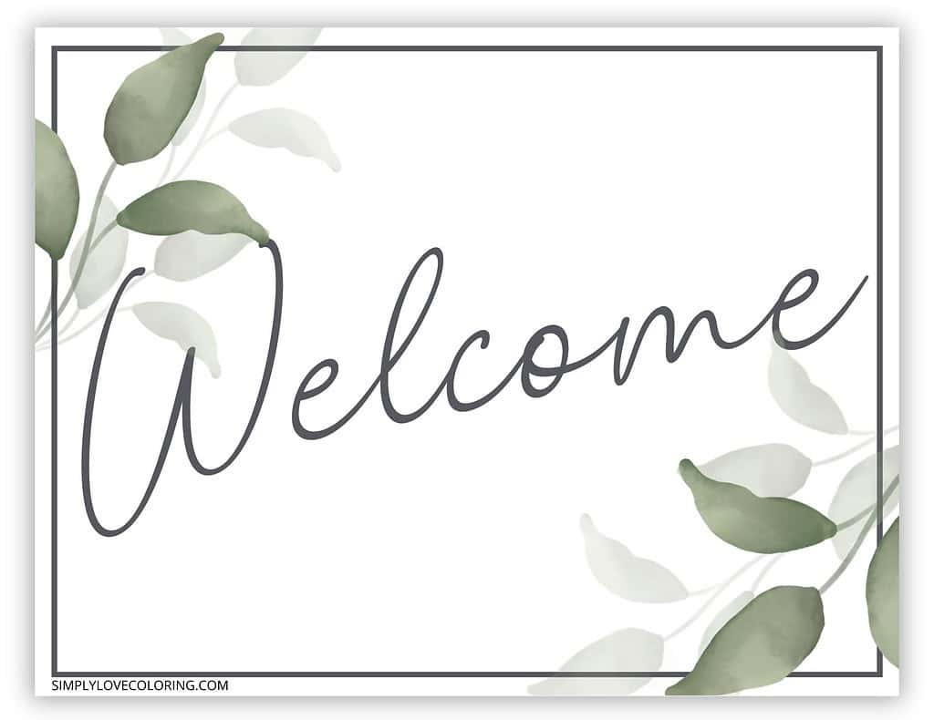 Printable Welcome Sign Free PDF Download Simply Love Coloring