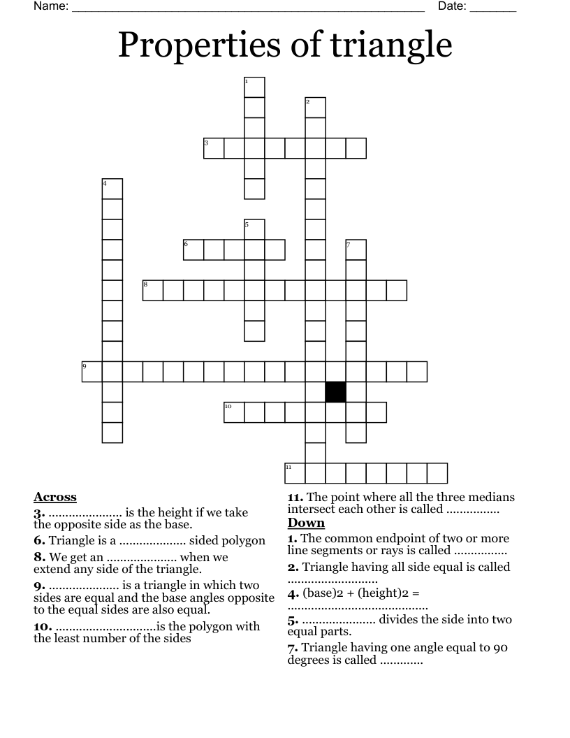 Properties Of Triangle Crossword WordMint
