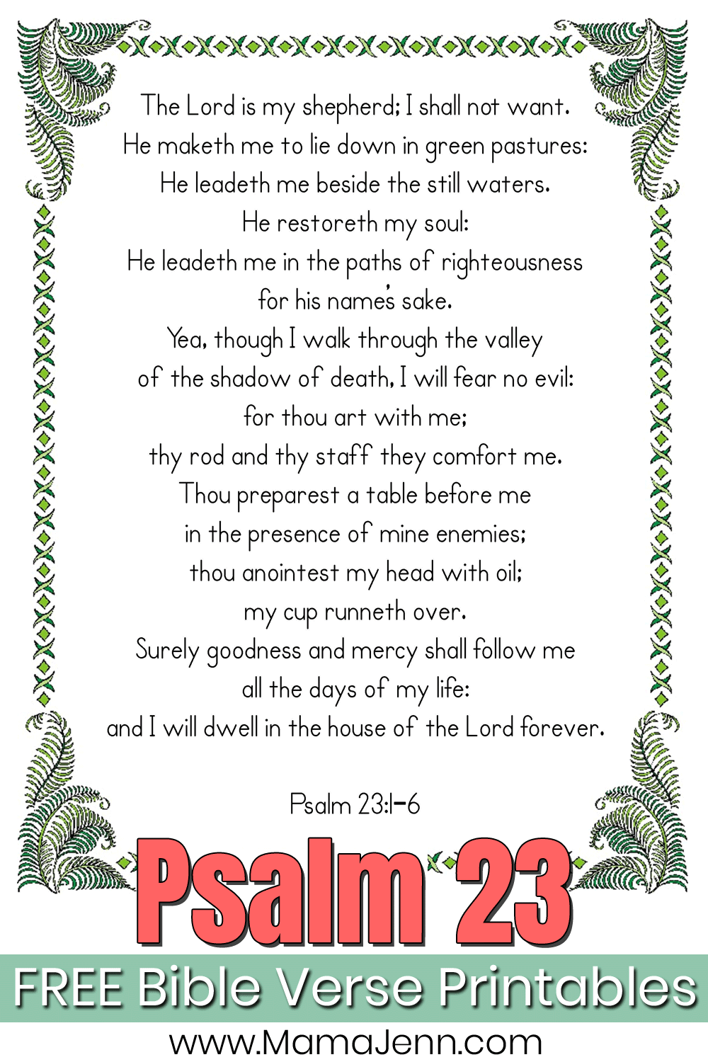 Psalm 23 Bible Verse Printables FREE Mini Posters To Download Psalm 23 Bible Verse Printables FREE Mini Posters To Download