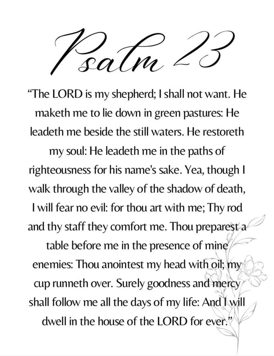 PSALMS 23 KJV Printable 8 5 X 11 A4 Size Etsy PSALMS 23 KJV Printable 8 5 X 11 A4 Size Etsy