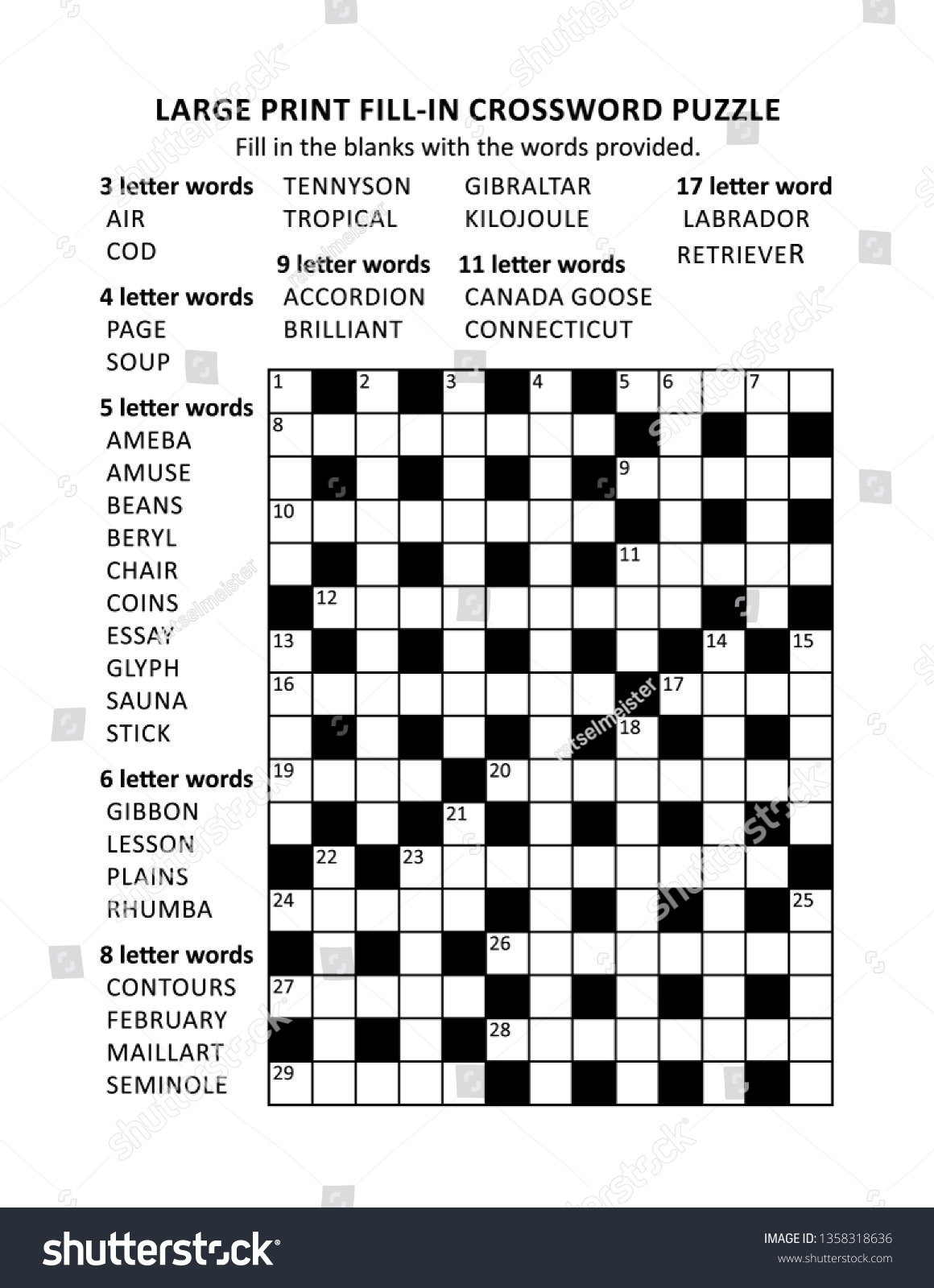 criss cross crossword puzzle