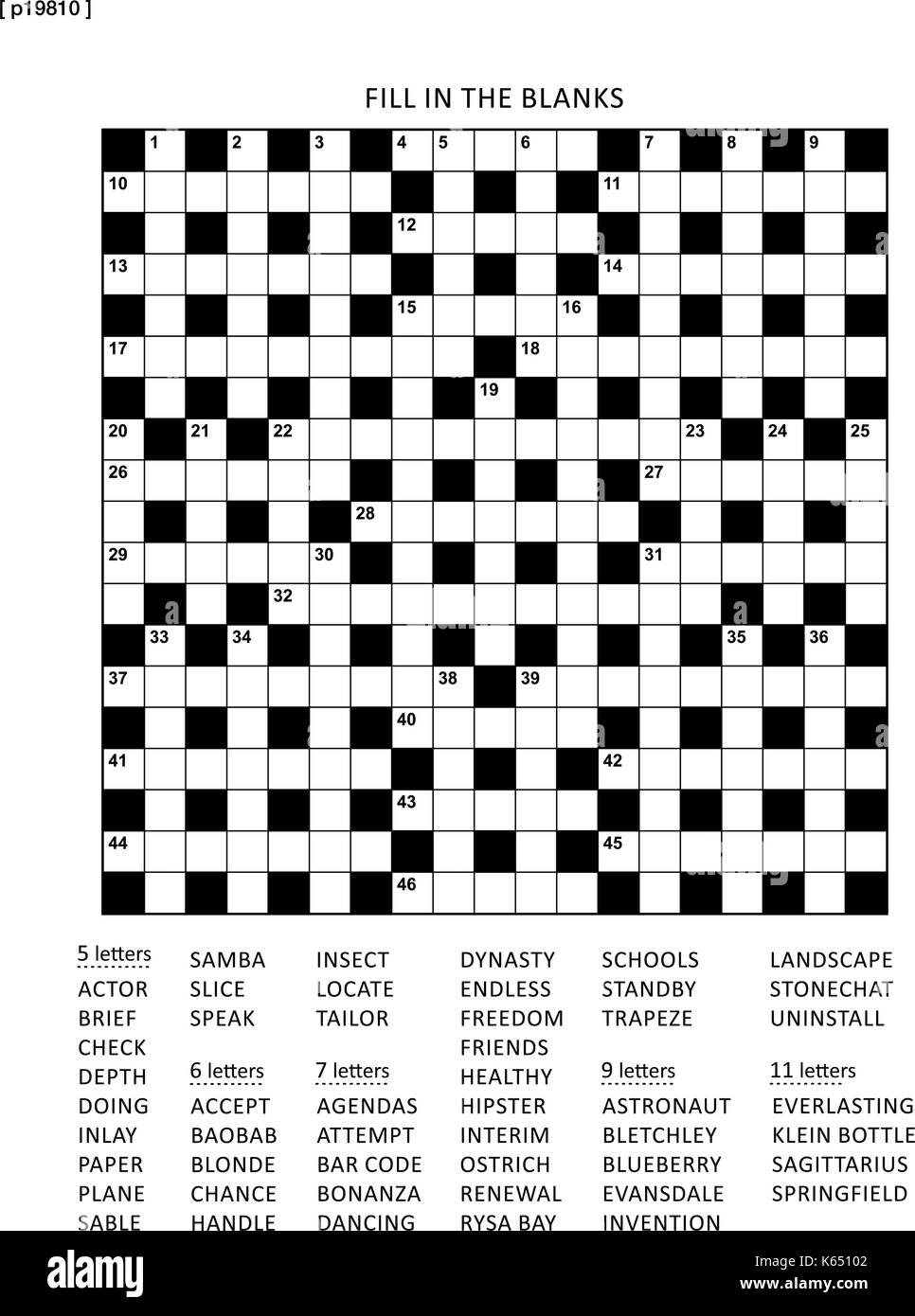 Puzzle Page With 19x19 Criss cross or Fill In Else Kriss kross English Language Word Game Stock Vector Image Art Alamy