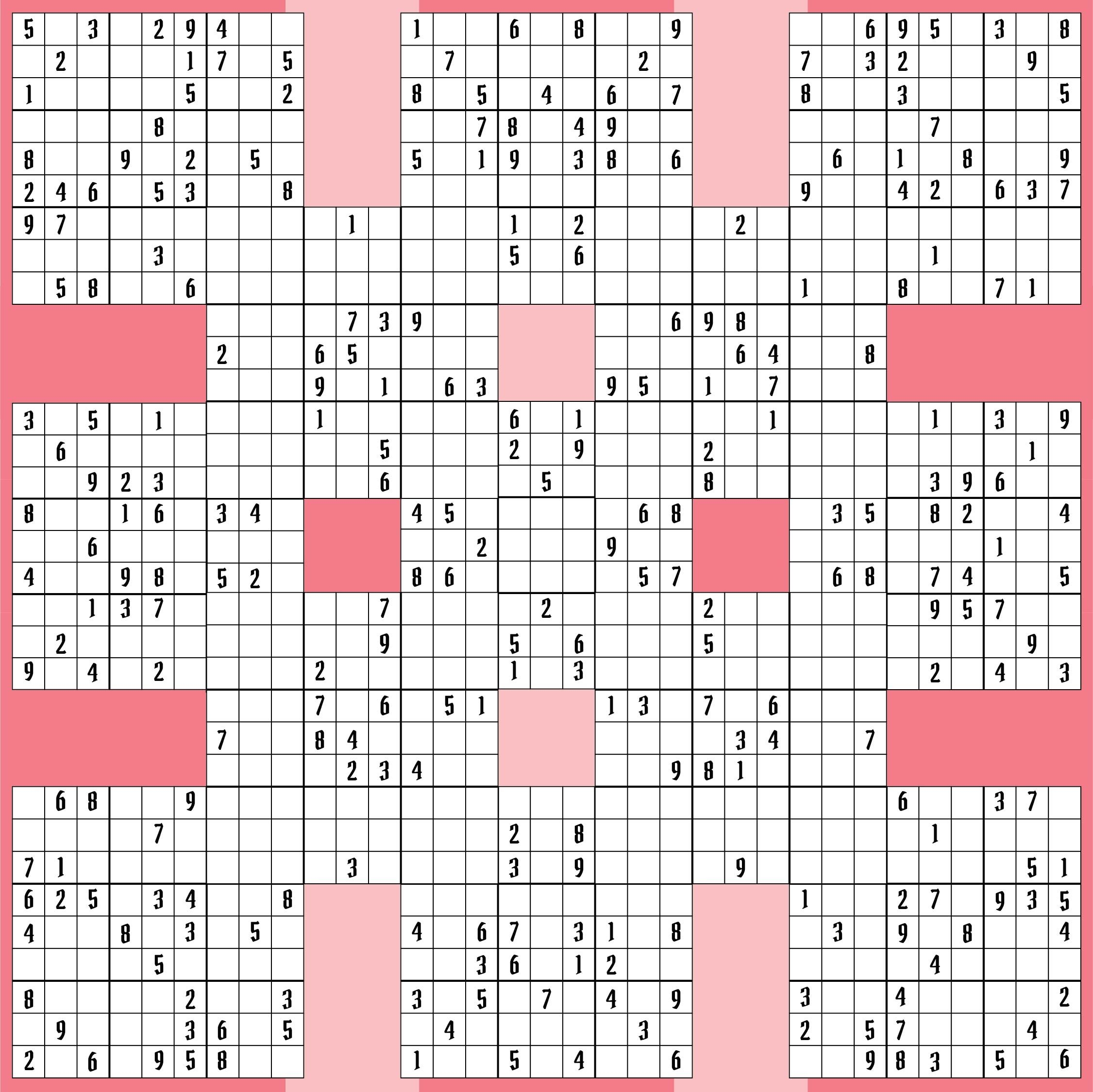 printable samurai sudoku