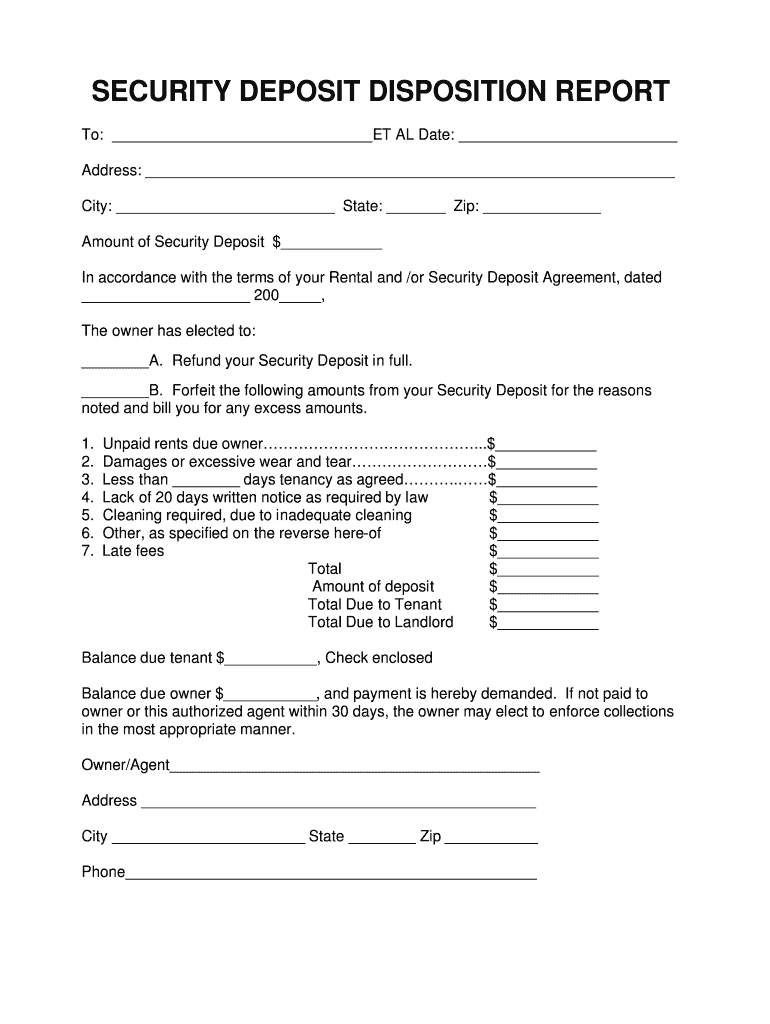 Security Deposit Disposition Form Fill Out Sign Online DocHub