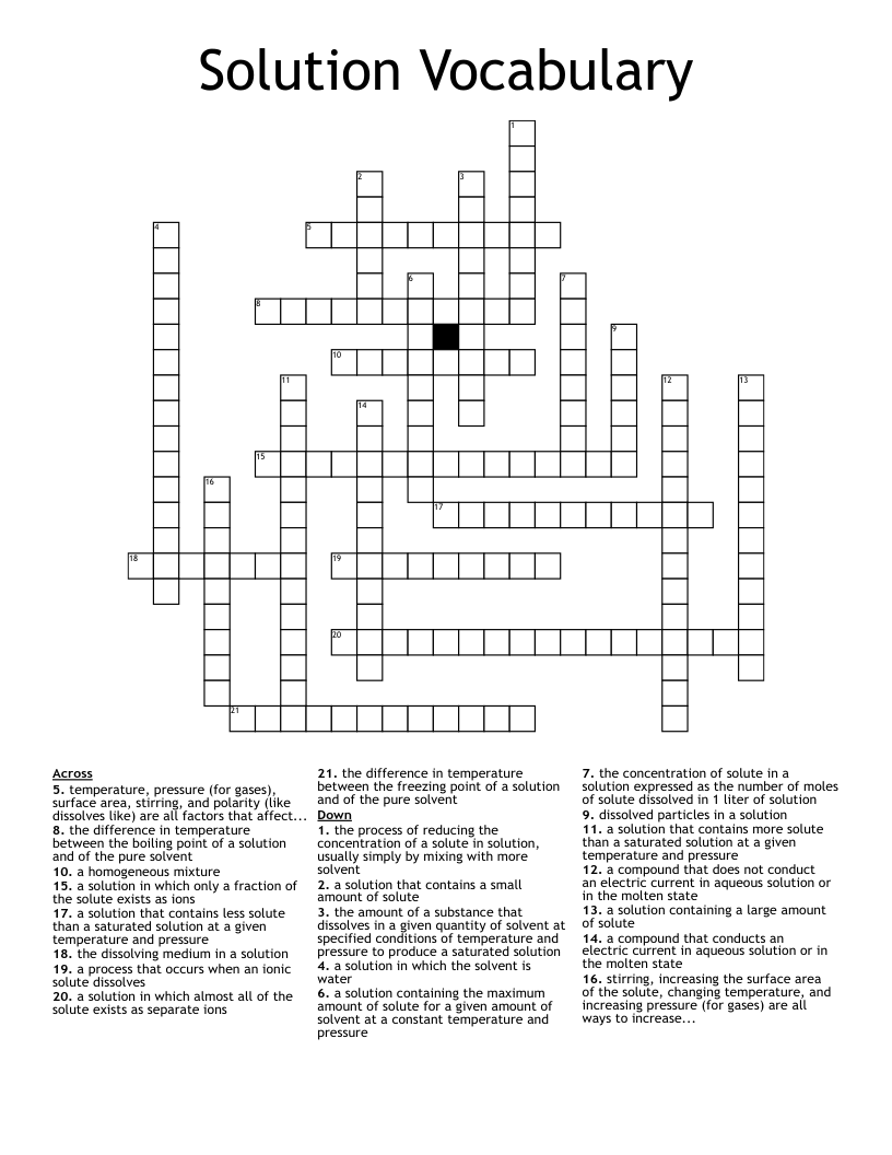 Solution Vocabulary Crossword WordMint
