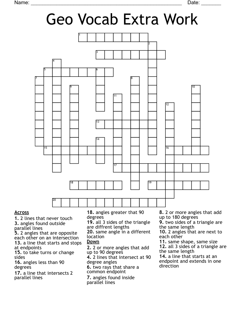 Special Angle Pairs Parallel Lines And Traversal Crossword WordMint Special Angle Pairs Parallel Lines And Traversal Crossword WordMint