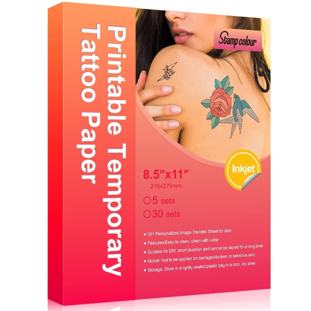 Stampcolour Printable Temporary Tattoo Paper For INKJET 30 Sheets Multicolor EBay