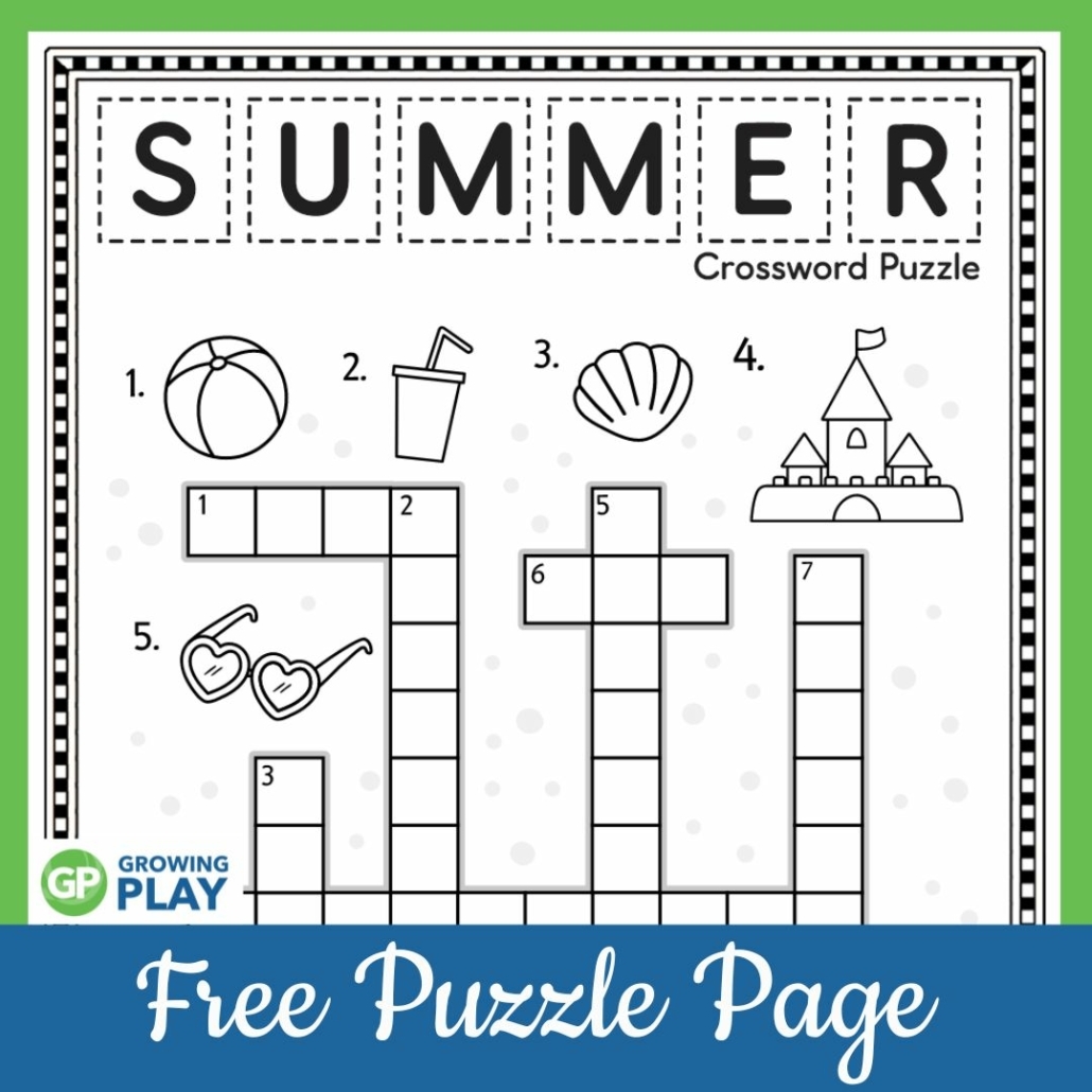Summer Crossword Puzzle Free Printable Growing Play Summer Crossword Puzzle Free Printable Growing Play