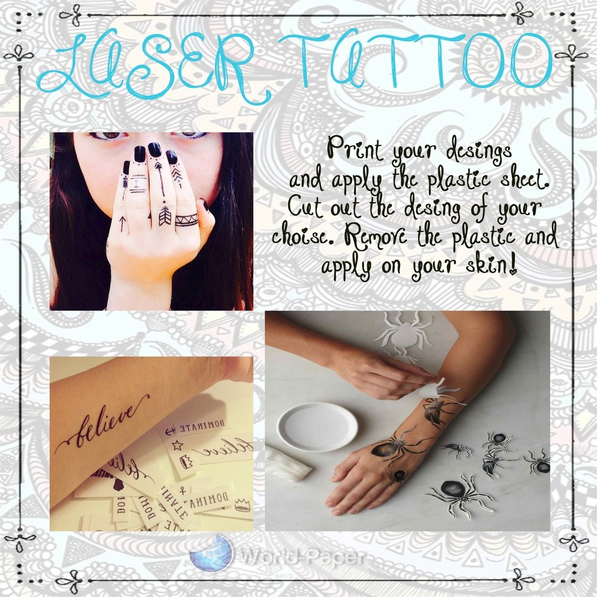 Temporary Tattoo Paper Inkjet Laser Printable Make Personalized USA 1 EBay