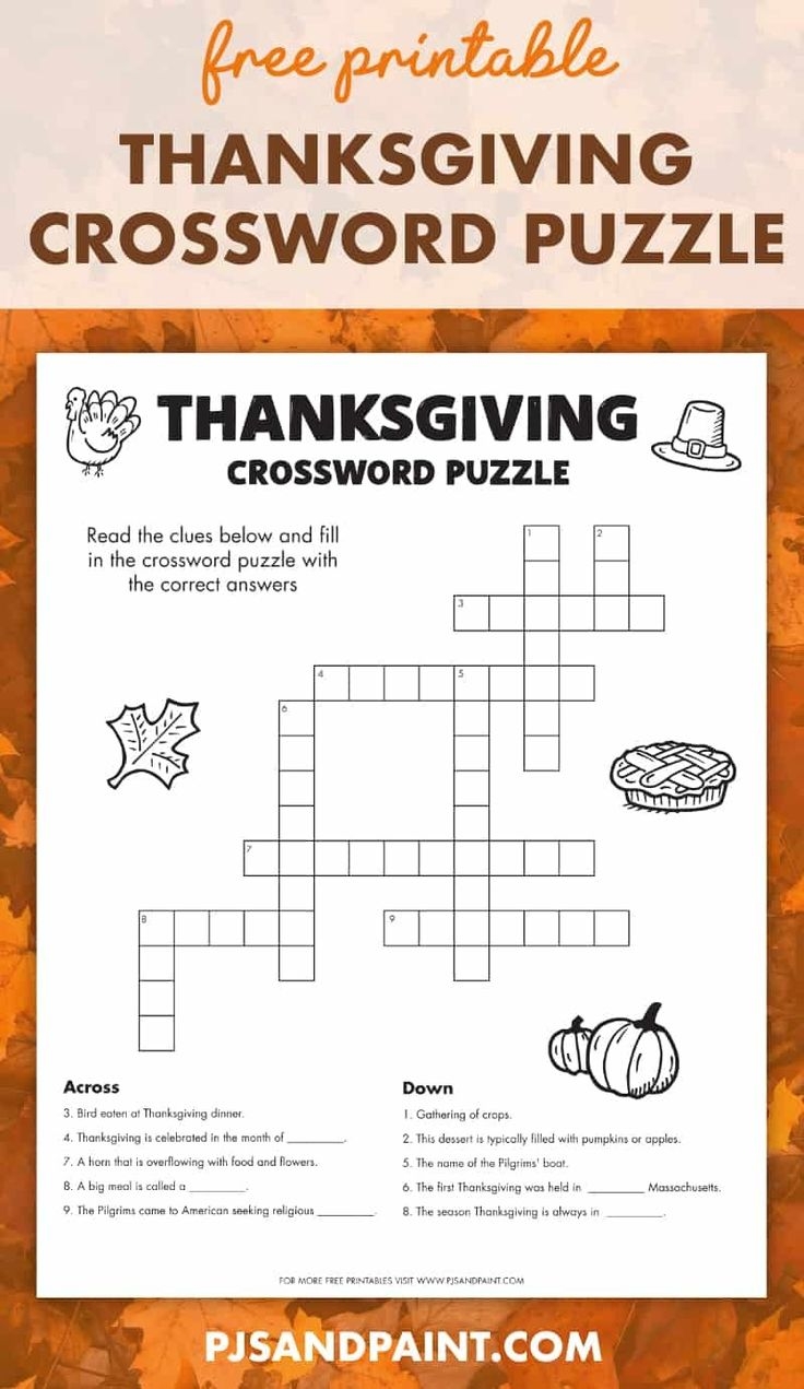 This Free Printable Thanksgiving Crossword Puzzle Is A Great Activity For Kids And Adults Alike To Work On During The Upcoming Holiday Season This Free Printable Thanksgiving Crossword Puzzle Is A Great Activity For Kids And Adults Alike To Work On During The Upcoming Holiday Season