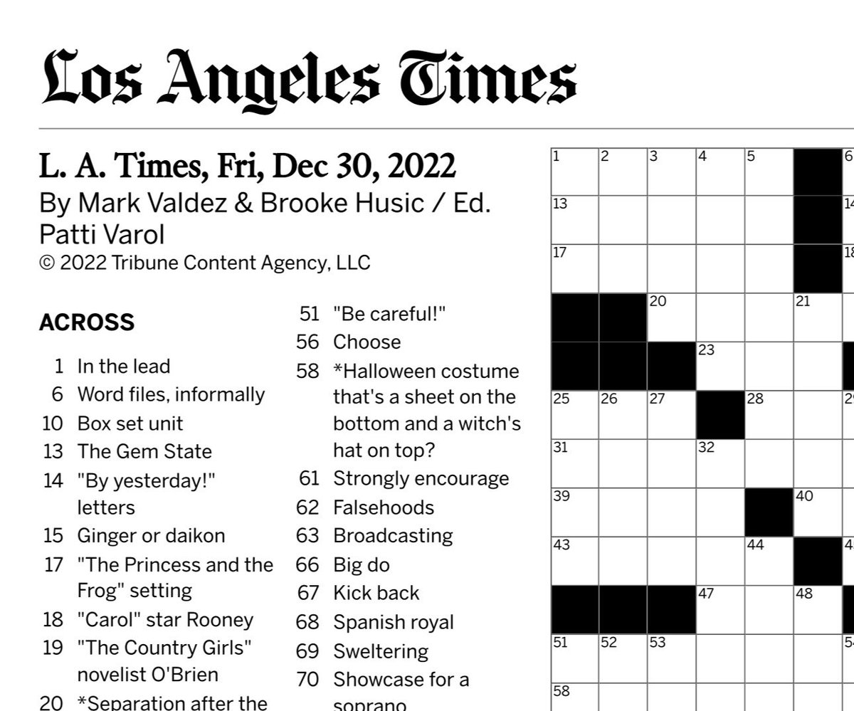 la times printable crossword