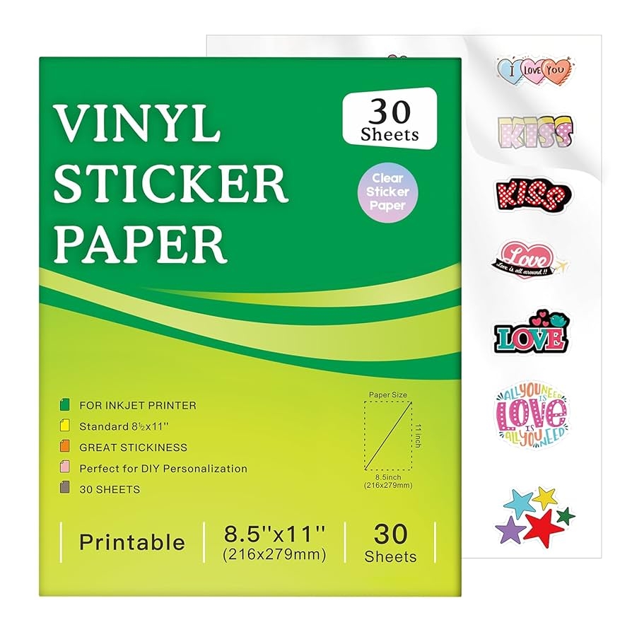Transparent Sticker Paper 120 Sheets Clear Printable Sticker Paper For Inkjet Printers 8 5x11 Waterproof Vinyl Sticker Paper Craft Cutting Machine Stickers