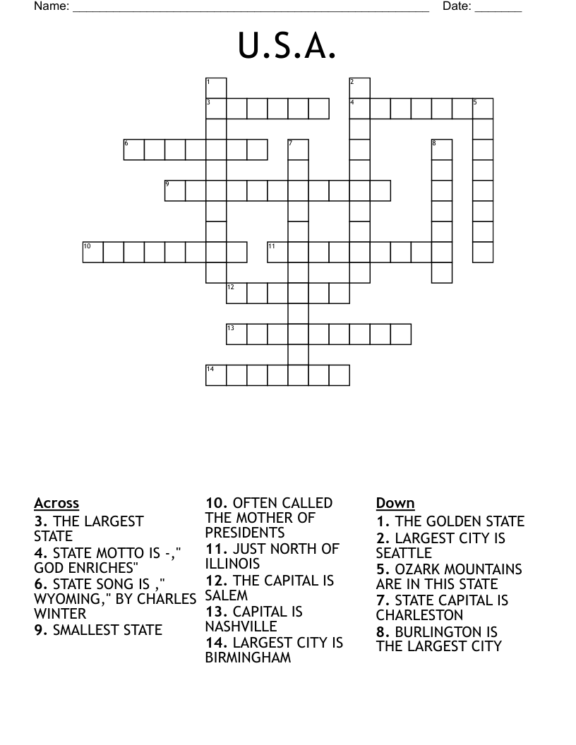 U S A Crossword WordMint