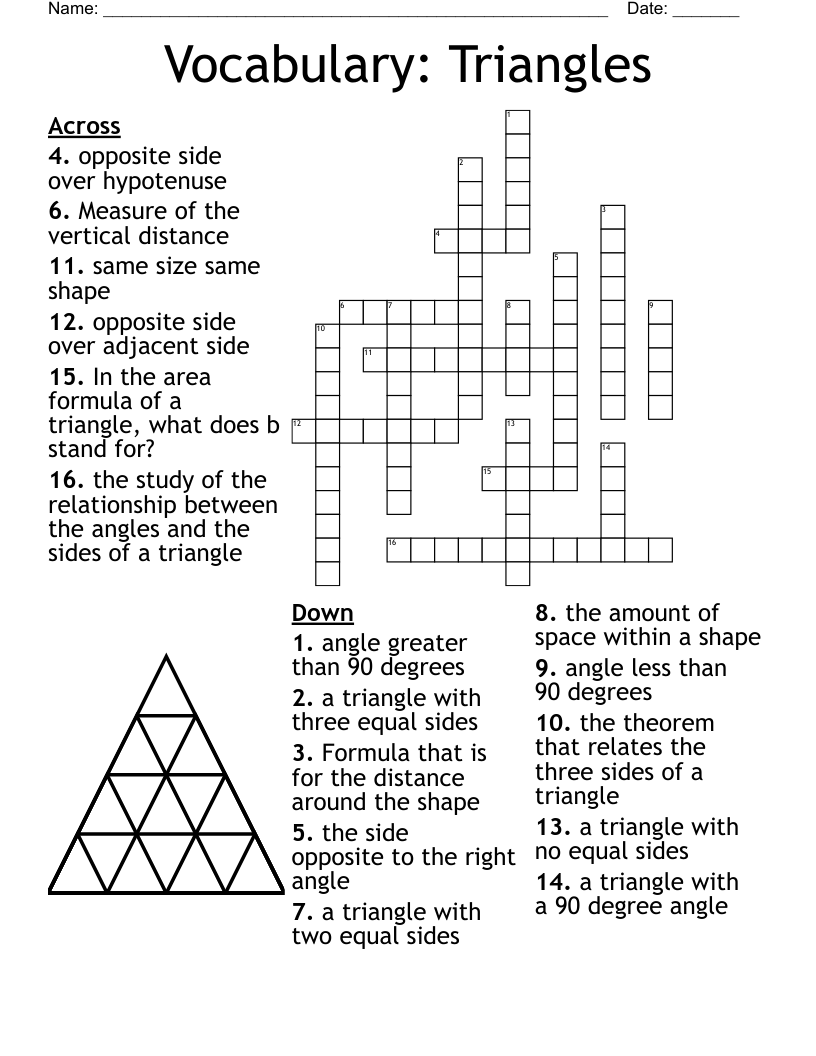 Vocabulary Triangles Crossword WordMint