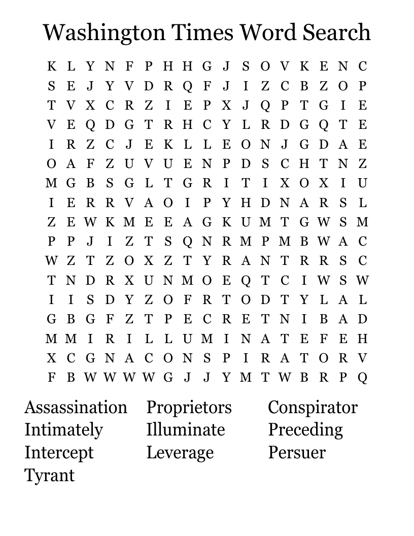 Washington Times Word Search WordMint