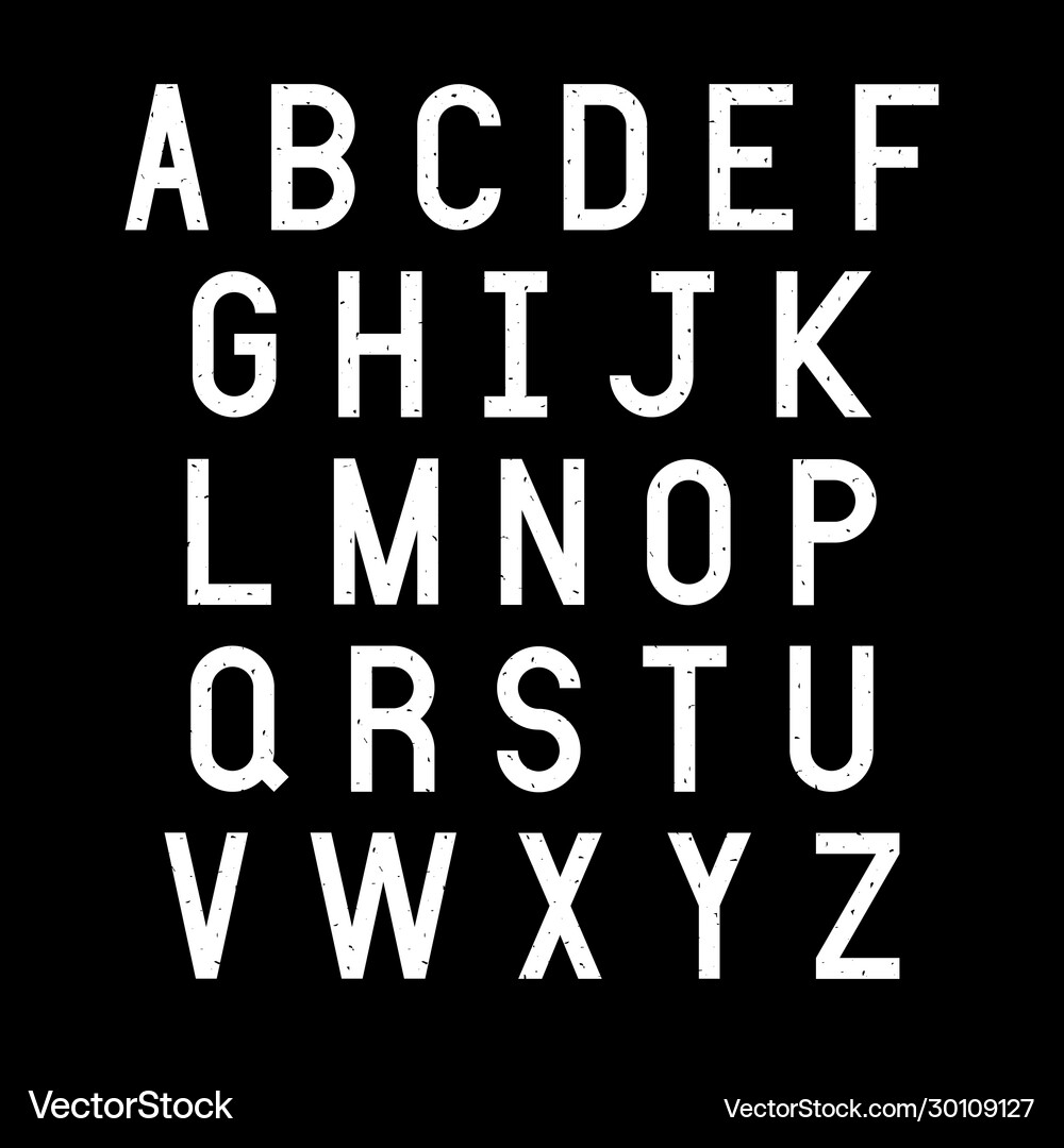 White Alphabet Letters On Black Background Royalty Free Vector VectorStock