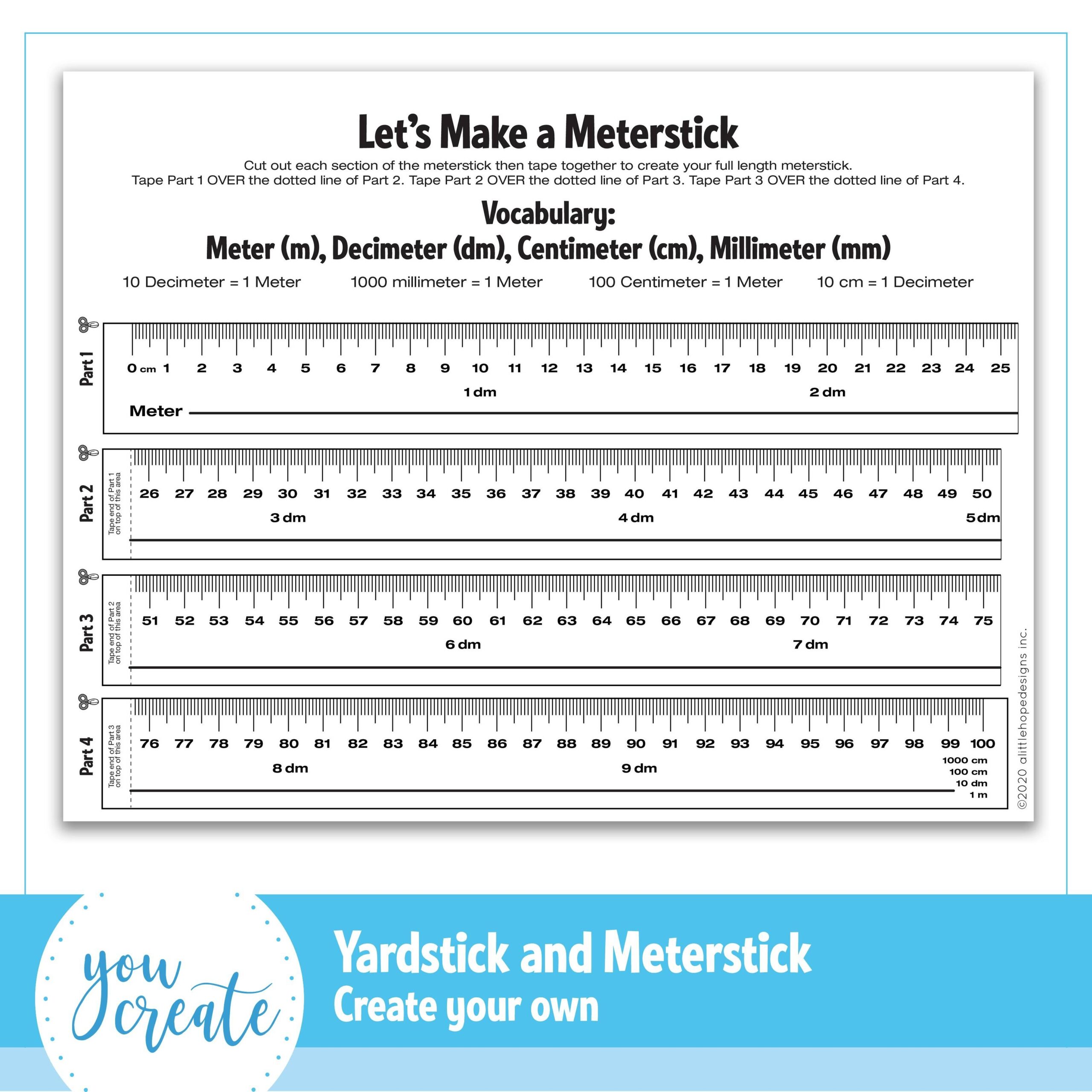 Yardstick And Meterstick Template Printable Create Your Own Meter Stick